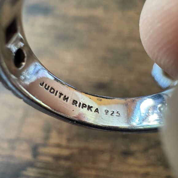 Vintage JUDITH RIPKA  Sterling Silver STACKING RING SET SIZE 8 Pearl Ruby CZ 925 - Picture 6 of 9